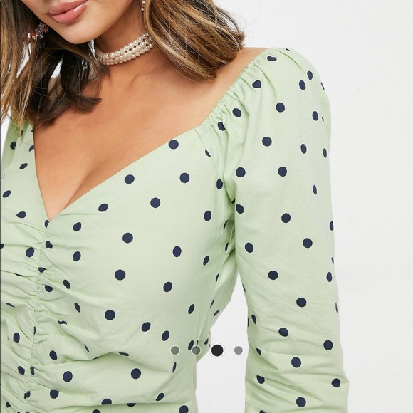 ASOS ruched polka dot mini dress - Picture 4 of 5